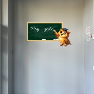 Druk ścienny powitalny szkoła Dolny Śląsk – sowa edukacyjna na ścianie